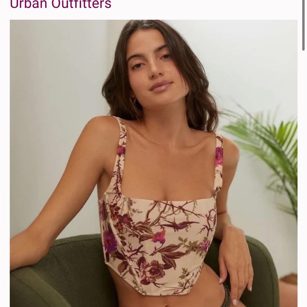 Urban Outfitters Out From Under Floral Print Bustier Corset Crop Top